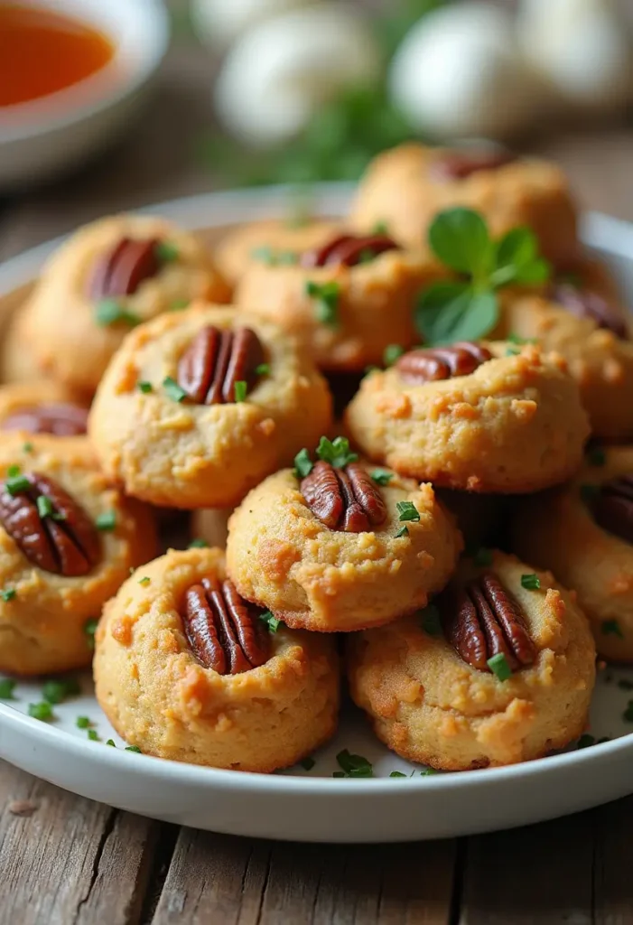 # The Ultimate Pecan Pie Cookies Recipe (Foolproof & Irresistible!) Picture this: all the rich, buttery sweetness of traditional pecan pie transformed into perfectly portable, bite-sized cookies. These **pecan pie cookies** deliver every ounce of that beloved Southern dessert's flavor in a delightfully chewy, golden-brown package that's impossible to resist. After testing over a dozen variations and countless kitchen experiments, I've perfected this **pecan pie cookies recipe** that captures the essence of the classic pie while offering the convenience and charm of a cookie. Whether you're looking for **easy pecan pie cookies** for your holiday cookie exchange or want to master the art of **pecan tassies**, this comprehensive guide will transform you into a pecan cookie connoisseur. The magic lies in achieving that perfect balance—tender, buttery cookie dough cradling a gooey, caramel-like pecan filling that tastes exactly like the center of your favorite pecan pie. These **pecan pie thumbprint cookies** have become my go-to dessert for everything from casual family dinners to elegant dinner parties. ## Why You'll Love These Cookies Here's what makes this recipe absolutely irresistible: • **Authentic pecan pie flavor** - Every bite delivers the rich, buttery sweetness you crave • **Perfect texture contrast** - Tender cookie base with chewy, gooey pecan topping • **Foolproof technique** - Clear instructions ensure success every time • **Make-ahead friendly** - Dough can be prepared and frozen for later • **Portion-perfect** - No messy pie slicing required • **Impressive presentation** - Beautiful enough for special occasions • **Customizable** - Easy to adapt with different nuts or flavor additions ## Ingredient Deep Dive ### For the Cookie Base: - **2 cups (240g) all-purpose flour** - Use spooned and leveled measurements for accuracy - **1 cup (226g) unsalted butter, softened** - Room temperature is crucial for proper creaming - **1/2 cup (100g) packed light brown sugar** - Adds moisture and subtle molasses notes - **1/4 cup (50g) granulated sugar** - Balances sweetness and helps with structure - **1 large egg yolk** - Provides richness and helps bind the dough - **1 teaspoon vanilla extract** - Pure vanilla enhances all other flavors - **1/2 teaspoon salt** - Balances sweetness and enhances flavor ### For the Pecan Filling: - **1 1/2 cups (150g) pecans, finely chopped** - Toast for deeper flavor - **1/2 cup (110g) packed dark brown sugar** - Creates that signature caramel-like sweetness - **1/4 cup (60ml) heavy cream** - Adds richness and helps create the gooey texture - **2 tablespoons butter, melted** - Enhances richness and helps bind filling - **1 large egg** - Acts as a binder for the filling - **1 teaspoon vanilla extract** - Complements the pecan flavor - **Pinch of salt** - Enhances all flavors ### Ingredient Notes: **Pecans**: Choose fresh, high-quality pecans and toast them lightly in a 350°F oven for 5-7 minutes before chopping. This intensifies their nutty flavor significantly. **Butter**: Use unsalted butter at room temperature (about 65-68°F). It should give slightly when pressed but not be melty. This ensures proper creaming with the sugars. **Brown Sugar**: Dark brown sugar in the filling provides deeper molasses flavor, while light brown sugar in the cookie base offers subtle sweetness without overpowering. **Flour**: Measure by spooning into the cup and leveling off. Too much flour creates tough cookies. ### Possible Substitutions: - **Pecans**: Walnuts or toasted hazelnuts work well - **Heavy cream**: Half-and-half can substitute, though texture will be slightly less rich - **Dark brown sugar**: Light brown sugar plus 1 tablespoon molasses ## Equipment List Essential tools for perfect results: - **Mini muffin tin** (24-cup capacity) - Creates perfect cookie cups - **Electric mixer** (stand or hand mixer) - For proper creaming - **Cookie scoop** (1 1/2 tablespoon size) - Ensures uniform portions - **Small mixing bowls** - For preparing filling separately - **Measuring cups and spoons** - Accuracy is key - **Wire cooling racks** - Prevents soggy bottoms - **Small spoon or melon baller** - For creating wells in cookie dough ## Step-by-Step Instructions ### Step 1: Prepare Your Workspace Preheat your oven to 350°F (175°C). Generously butter a 24-cup mini muffin tin, making sure to coat both the cups and the top surface. This prevents sticking and ensures easy removal. ### Step 2: Toast the Pecans Spread chopped pecans on a baking sheet and toast for 5-7 minutes until fragrant and lightly golden. Set aside to cool completely. This step is crucial for developing deep, nutty flavor. ### Step 3: Make the Cookie Dough In a large mixing bowl, cream the softened butter with both sugars using an electric mixer on medium speed for 3-4 minutes until light and fluffy. The mixture should be noticeably paler and increased in volume. Beat in the egg yolk and vanilla extract until fully incorporated, scraping down the sides of the bowl as needed. ### Step 4: Add Dry Ingredients In a separate bowl, whisk together flour and salt. Gradually add to the butter mixture, mixing on low speed until just combined. Don't overmix—stop as soon as no flour streaks remain. ### Step 5: Shape the Cookie Cups Using a cookie scoop or tablespoon, portion dough into the prepared mini muffin cups. Press dough firmly into the bottom and up the sides of each cup, creating a small well in the center. The dough should come about 2/3 up the sides. ### Step 6: Prepare the Filling In a medium bowl, whisk together the dark brown sugar, heavy cream, melted butter, egg, vanilla, and salt until smooth. Stir in the toasted pecans until evenly distributed. ### Step 7: Fill and Bake Spoon about 1 teaspoon of pecan filling into each cookie cup, being careful not to overfill. The filling should come just to the top of the cookie dough rim. Bake for 15-18 minutes, or until the cookie edges are golden brown and the filling is set but still slightly soft in the center. The filling will continue to firm up as it cools. ### Step 8: Cool Properly Allow cookies to cool in the pan for 10 minutes—this is crucial for structural integrity. Then carefully remove each cookie and transfer to a wire rack to cool completely. ## Expert Tips for Success **Temperature Matters**: Room temperature ingredients mix more easily and create better texture. Take your eggs and butter out 1-2 hours before baking. **Don't Overbake**: The filling should still have a slight jiggle when you remove them from the oven. They'll continue cooking from residual heat and firm up perfectly as they cool. **Prevent Soggy Bottoms**: Make sure your oven is fully preheated and avoid opening the door during the first 12 minutes of baking. **Even Sizing**: Use a cookie scoop for uniform cookies that bake evenly. Inconsistent sizes lead to some being overdone while others are underbaked. **Test for Doneness**: Look for golden-brown edges on the cookie base and a filling that's set around the edges but still slightly soft in the center. **Cooling Protocol**: Patience during cooling prevents structural collapse. The cookies need time to set properly in the pan. ## Variations & Customizations ### Bourbon Pecan Pie Cookies Add 1 tablespoon of bourbon to the filling mixture for an adult twist that enhances the Southern flavor profile. ### Chocolate Drizzled Version Once completely cooled, drizzle with melted dark chocolate or white chocolate for added elegance. ### Salted Caramel Pecan Add a pinch of flaky sea salt on top of each filled cookie before baking, and drizzle with caramel sauce after cooling. ### Mixed Nut Variation Replace half the pecans with toasted walnuts or hazelnuts for a more complex flavor profile. ### Maple Pecan Cookies Replace 2 tablespoons of the heavy cream with pure maple syrup for subtle maple notes. ## Storage & Freezing Instructions ### Room Temperature Storage Store completely cooled cookies in an airtight container at room temperature for up to 5 days. Layer between parchment paper to prevent sticking. ### Refrigerator Storage For longer freshness, refrigerate in airtight containers for up to 1 week. Bring to room temperature before serving for best texture. ### Freezing Baked Cookies Freeze completely cooled cookies in freezer-safe containers for up to 3 months. Thaw overnight at room temperature. ### Freezing Cookie Dough Shape unbaked cookie cups and freeze on baking sheets until solid. Transfer to freezer bags for up to 2 months. Bake directly from frozen, adding 2-3 minutes to baking time. ## Troubleshooting / FAQ Section **Q: Why did my cookie dough spread too much during baking?** A: This usually happens when the butter was too warm or the dough wasn't chilled enough. Make sure butter is at proper room temperature (gives slightly when pressed but isn't soft) and consider chilling shaped cookies for 15 minutes before baking. **Q: Why is my pecan filling runny after baking?** A: The filling needs adequate baking time to set. Make sure your oven temperature is accurate (use an oven thermometer) and bake until the edges of the filling are set, even if the center still has a slight jiggle. **Q: Can I make these gluten-free?** A: Yes! Substitute the all-purpose flour with a 1:1 gluten-free baking flour blend. The texture will be slightly more delicate, but the flavor remains delicious. **Q: My cookies stuck to the pan. How do I prevent this?** A: Butter the pan thoroughly, including the top surface. Some bakers also dust with flour after buttering. Allow proper cooling time in the pan before attempting removal. **Q: Can I make these dairy-free?** A: Substitute the butter with vegan butter sticks (not tub margarine) and use coconut cream instead of heavy cream in the filling. The flavor will be slightly different but still delicious. **Q: How do I know when they're perfectly done?** A: Look for golden-brown cookie edges and a filling that's set around the perimeter but still has a slight jiggle in the very center. The cookies will continue to cook from residual heat after removal. ## Recipe Card ### Pecan Pie Cookies **Prep Time**: 25 minutes **Cook Time**: 18 minutes **Total Time**: 43 minutes **Yield**: 24 cookies **Difficulty**: Intermediate **Ingredients**: [Complete ingredient list as detailed above] **Instructions**: [Follow the detailed step-by-step process outlined above] **Nutrition** (per cookie): Approximately 165 calories, 3g protein, 18g carbohydrates, 10g fat --- ## Final Thoughts These **pecan pie cookies** represent the perfect marriage of convenience and indulgence—delivering all the flavors you love about traditional pecan pie in a perfectly portable format. Whether you're preparing **easy pecan pie cookies** for a crowd or crafting elegant **pecan tassies** for a special occasion, this recipe delivers consistent, bakery-quality results every time. The beauty of these **pecan pie thumbprint cookies** lies not just in their incredible taste, but in their versatility and make-ahead potential. They freeze beautifully, store well, and always impress—making them your secret weapon for any dessert occasion. **Did you make this recipe? Let us know how it turned out in the comments below!** Share your photos on social media and tag us—we love seeing your beautiful creations come to life. pecan pie cookies recipe